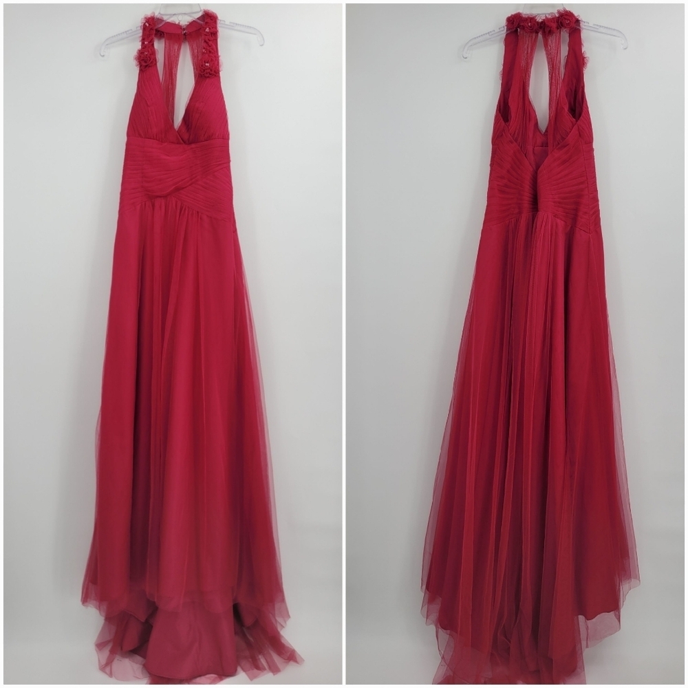 Alfred Angelo Raspberry Pink 3D Floral Chiffon Dress